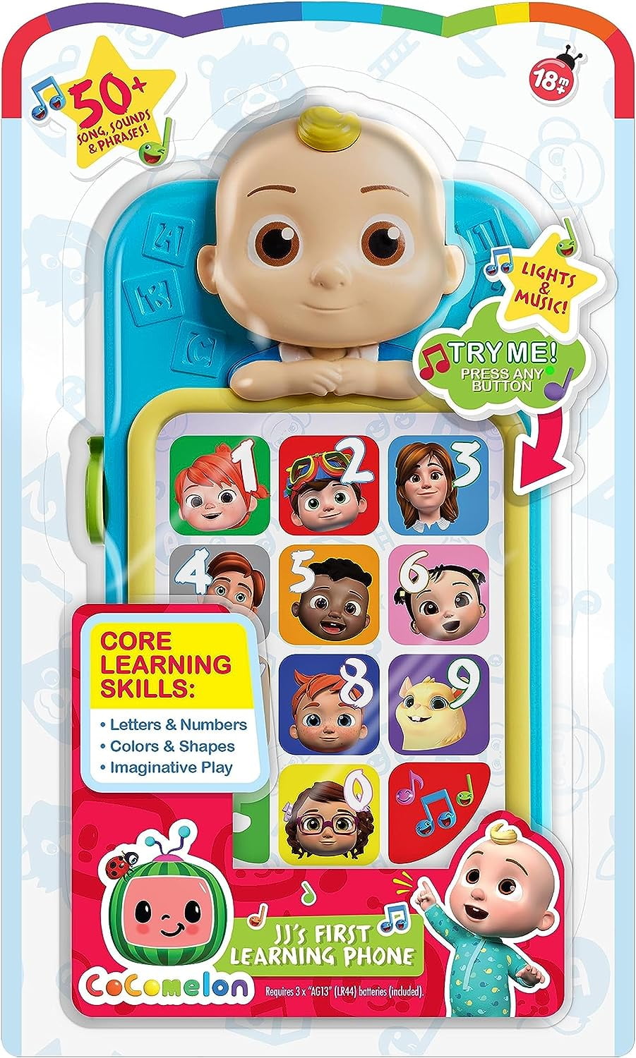 CoComelon JJs First Learning Toy Phone for Kids, Lights, Sounds, Music, Letters, Numbers, Colors, Shapes, and Weather, Officially Licensed Kids Toys for Ages 18 Month, Gifts and Presents by Just Play