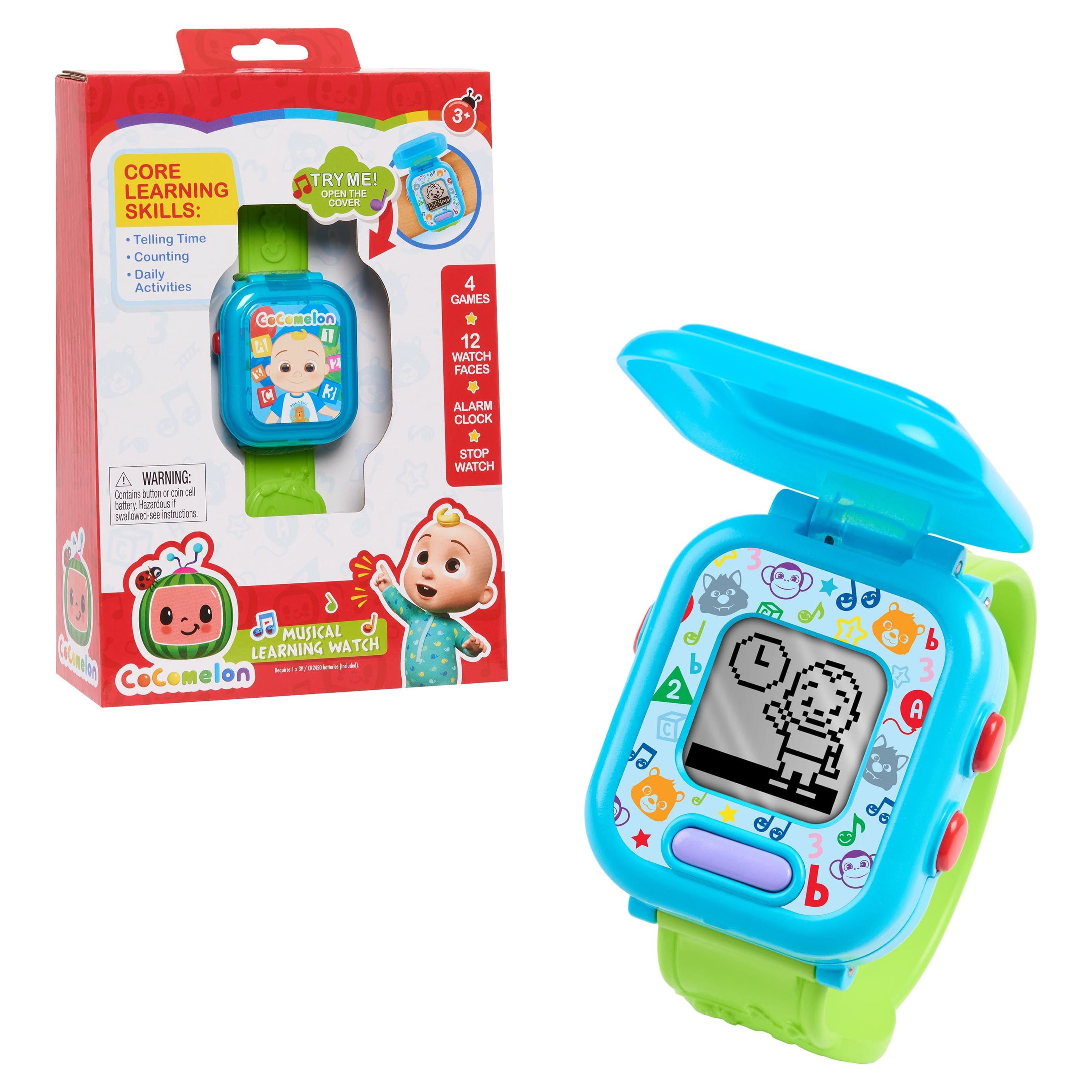 JJ’s Learning Smart Watch Toy for Kids with 3 EducationBased Games, Alarm Clock, and