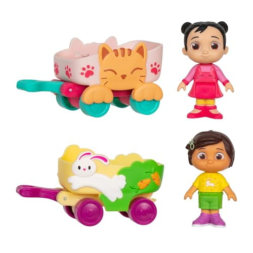 CoComelon Lane Little Vehicle 2-Pack Bundle - Nina’s Bunny Buggy and Cece’s Kitty Cart - Free-We-W