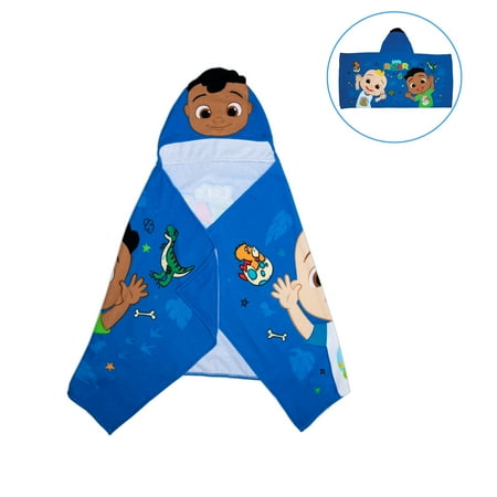 CoComelon Let’s Roar Bath & Beach Hooded Towel, Blue, Toddler, Washable