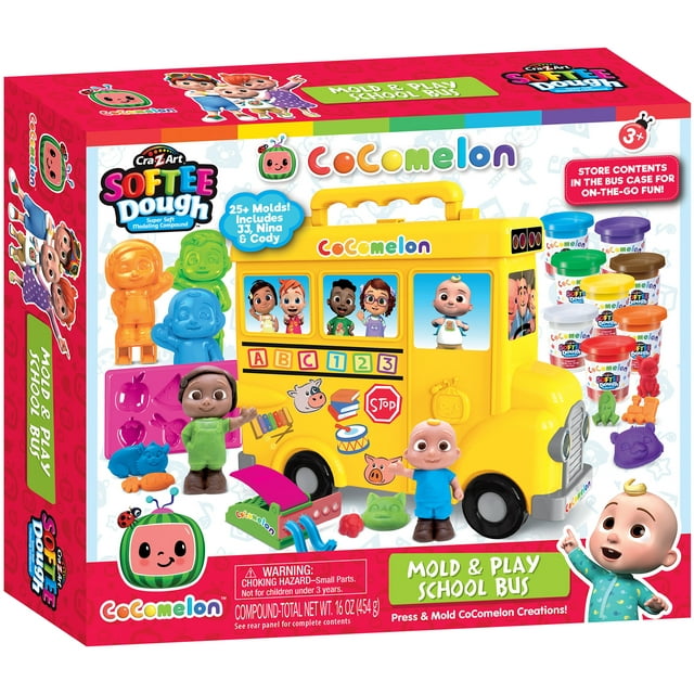 CoComelon: Mold & Play School Bus Softee Dough Kit, Kids Ages 3+