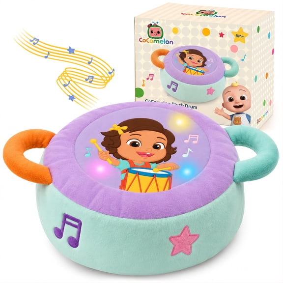 CoComelon Nina Musical Plush Toy Drum with Iconic CoComelon Songs, Fun Sounds & Lights for Kids & Toddlers (Girls & Boys), Ages 6 Months+, Pack of 1