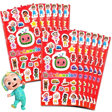 CoComelon Party Favors for Boys and Girls Bundle - 12 Pack Sticker Sheets for Kids Birthday Party Goodie Bags Party Supplies Set