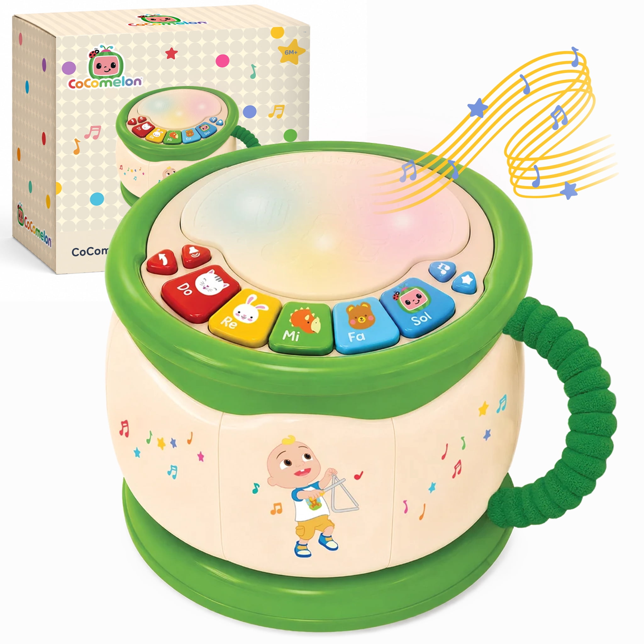 CoComelon Piano Drum Musical Toy with 5 Keys, 5 Iconic CoComelon Songs ...