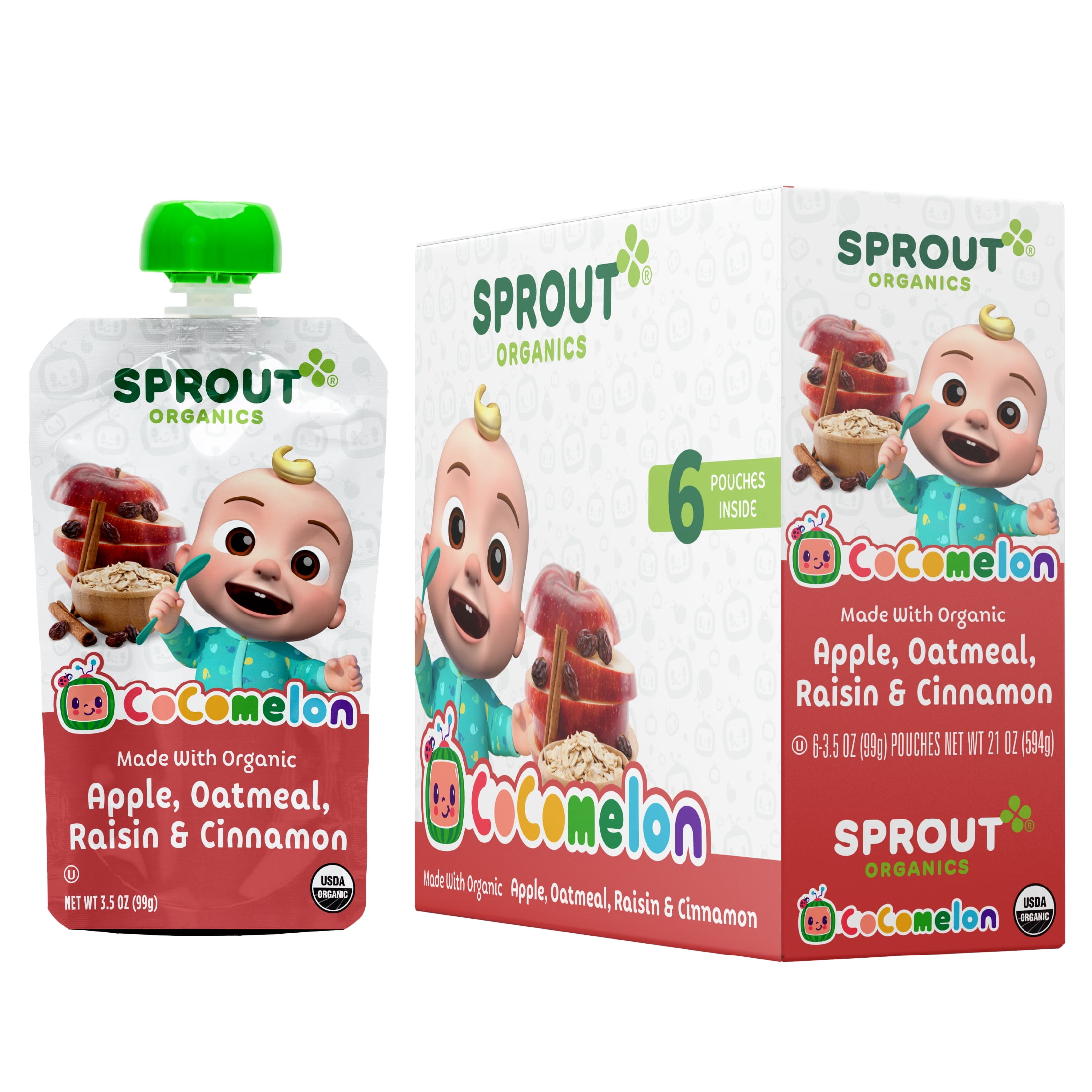 CoComelon Sprout Organics Stage 2 Baby Food, Organic Apple