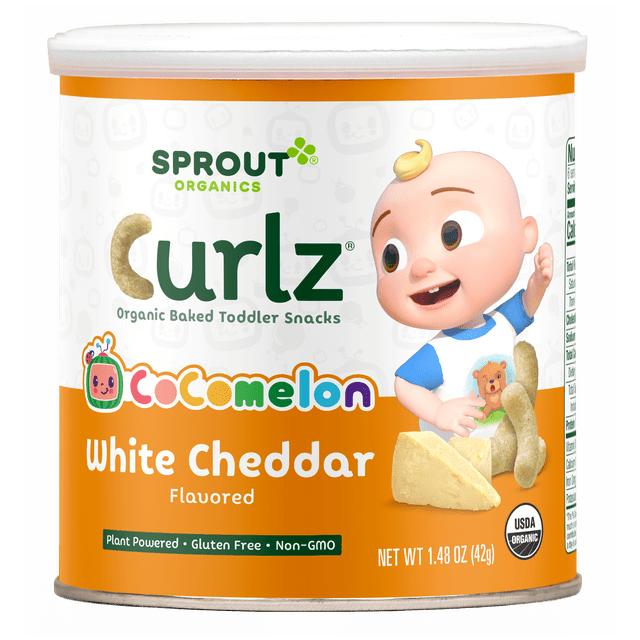 Coco String Cheddar CoComelon Sprout Organics Toddler Snacks, Organic White Cheddar Curlz ...