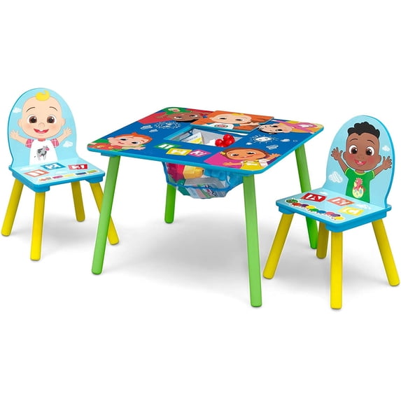 Delta Children Cocomelon Kids 3-Piece Storage Activity Table, Orange