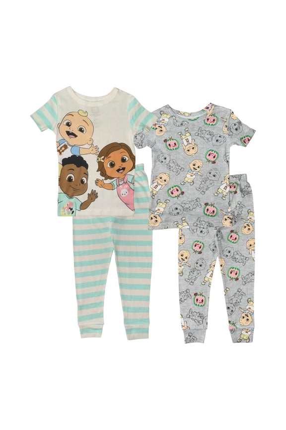 Toddler Boys' 4-Piece Snug-fit Cotton Pajamas Set Stripes/Grey, 18M