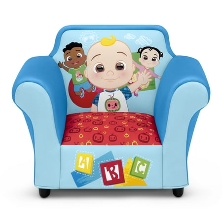 CoComelon Upholstered Chair with Sculpted Plastic Frame by Delta Children, Blue