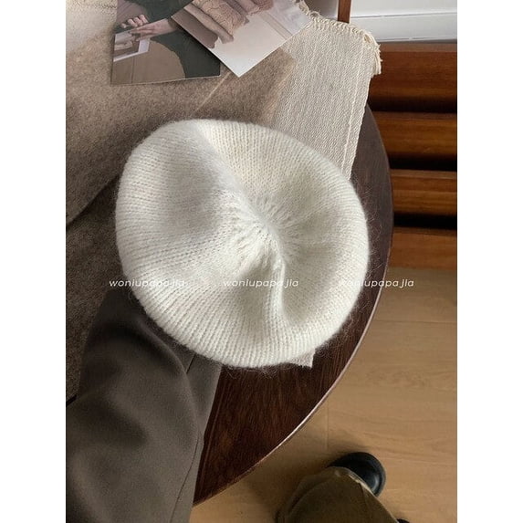 CoCopeanut 2002 New Japanese Mohair Knitted Beret Women's Autumn and Winter Fashion Elegant Plush Art Painter Hat Warm Hat