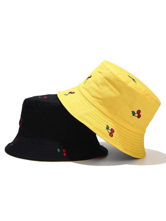 2020 New Fruit Cherry Bucket Hats for Girls Women Two Side Reversible Fisherman Hat Panama Bob Hat Summer Sun Hat Female Outdoor
