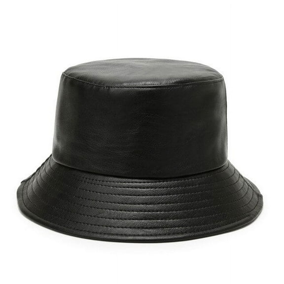 CoCopeanut 2021 New Faux Leather Bucket Hat Women Man Pu Soild Sun Hat Fashion Bob Panama Autumn Winter Waterproof Fisherman Hat Travel Hat