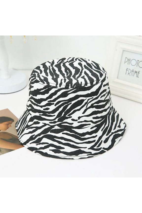 2021 Topi Bucket Cetak Bergaris Zebra Hitam Putih Musim Panas Mode Baru Topi Nelayan Reversibel untuk Wanita Pria Panama Gorras