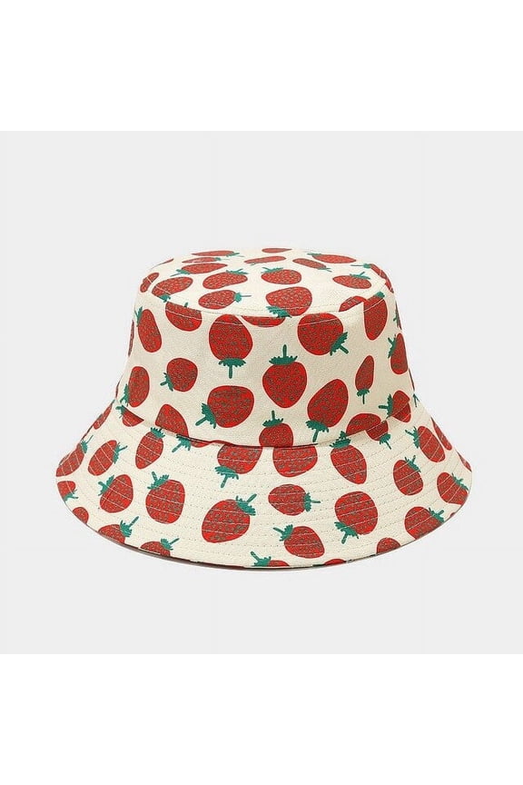2022 New Fruit Pattern Fisherman Hat Men and Women Outdoor Leisure Sunscreen Sun Hats Double-sided Panama Bob Cap Bone Girls Cap