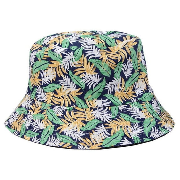 CoCopeanut 2022 Topi Ember Daun Musim Panas Dua Sisi Topi Pantai Katun Modis Wanita Topi Nelayan Topi Bunga Panama Wanita Dapat Dibalik