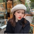 thumbnail image 1 of CoCopeanut Baru Musim Gugur Musim Dingin Gaya Korea Rambut Kelinci Topi Baret Wanita Solid Topi Pelukis Santai Pria Wanita Baret Hangat, 1 of 6