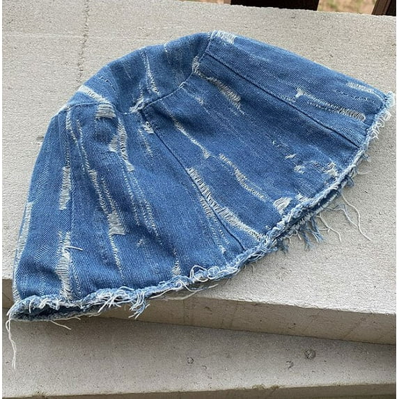 CoCopeanut Baru Musim Gugur Musim Panas Wanita Denim Ember Topi Gaya Lama Floppy Topi Topi Lipat Fisherman Topi Outdoor Topi Matahari Pantai untuk Gadis