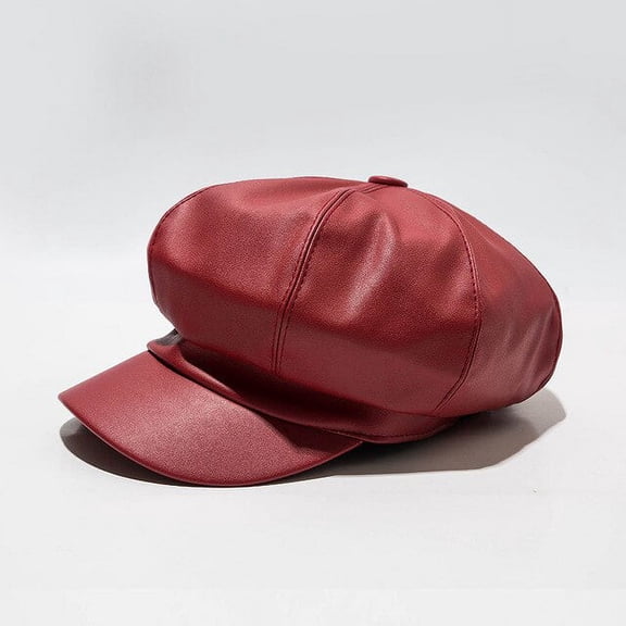 CoCopeanut Baru Newsboy Cap Fashion Artis PU Kulit Wanita Oktagonal Cap Musim Panas Musim Gugur Kasual Baret Wanita Datar Topi Wanita Kolam Matahari cap