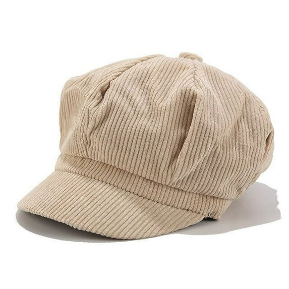 CoCopeanut Baru Wanita Vintage Bomber Topi Musim Dingin Solid Corduroy Kasual Topi Baret Sastra Retro Cap Painter Tukang Koran Lipat Baret Outdoor