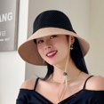 thumbnail image 1 of CoCopeanut Breathable Women's Hat Summer Beach Big Brim Straw Seaside Sun Hat Travel Women's Panama Sun Protection Felt Hat Sun Visor Gift, 1 of 6