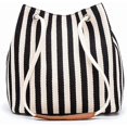 thumbnail image 1 of CoCopeanut Canvas Handbag for Women Casual Shoulder Bag Striped Crossbody Bag Commuter Satchel Large Capacity Tote Bag Purse, 1 of 7
