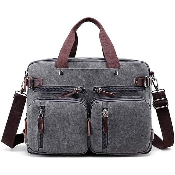 CoCopeanut Canvas Laptop Bag for Men Vintage Convertible Messenger Bag Fits 15.6 Inch Laptop