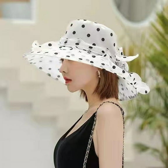 CoCopeanut Dots Embroidered Bucket Hat Women Bob Soft Lace Flower Transparent Gauze Panama Basin Cap Girls Summer Flowers Fishing Sun Hats