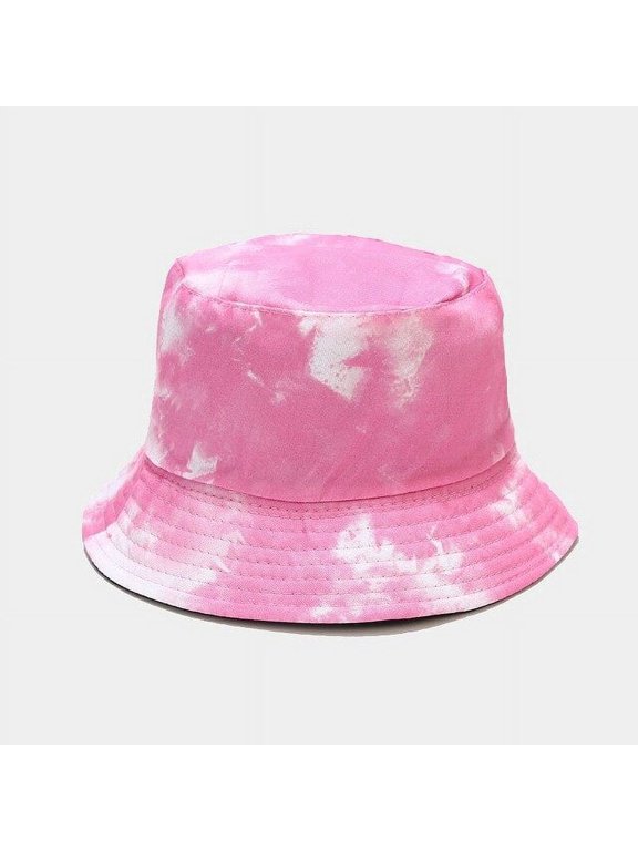 Double-sided Wearing Cap Visor Rainbow Color Bucket Hat Men Women Cotton Flat Sun Hat Reversible Sun Tie Dye Fisherman Hat Gift