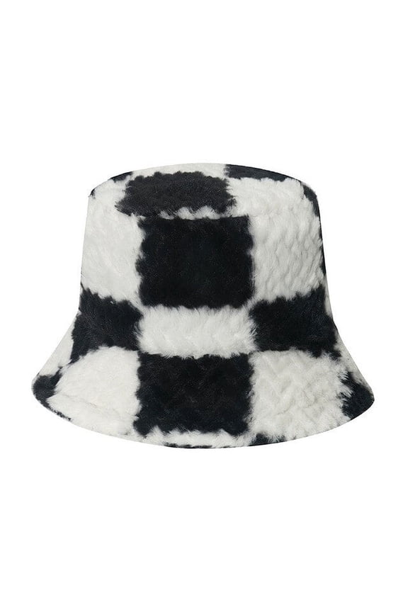 Fashion Black White Women Winter Bucket Hat Flat Hip-hop Plaid Autumn Grid Fashion Design Fisherman Hat Unisex Panama Bob Cap