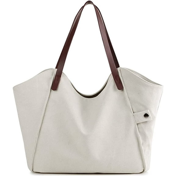 CoCopeanut Fashion Cotton Canvas Shoulder Bag for Women Top Handle Satchel Large Capacity Handbag Hobo Tote Bag Commuter Purse