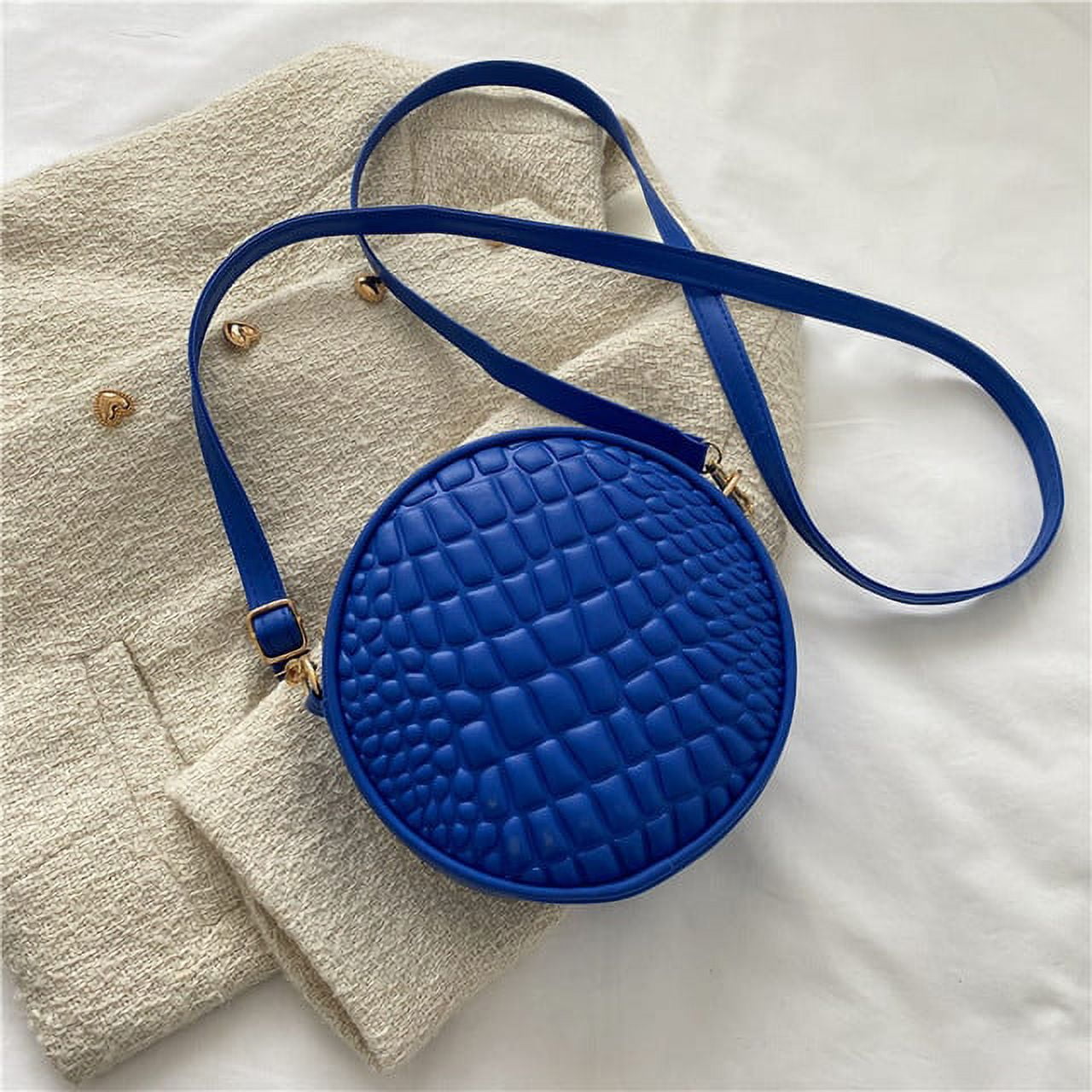 Fashion Round Shaped Crossbody Bags Women Alligator Pattern PU Leather  Shoulder Messenger Bag Small Circle Phone Purse Handbag