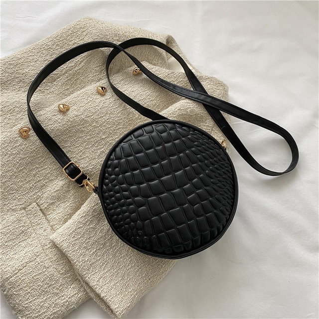 Small Round Crossbody Bags for Women Fashion Alligator Pattern