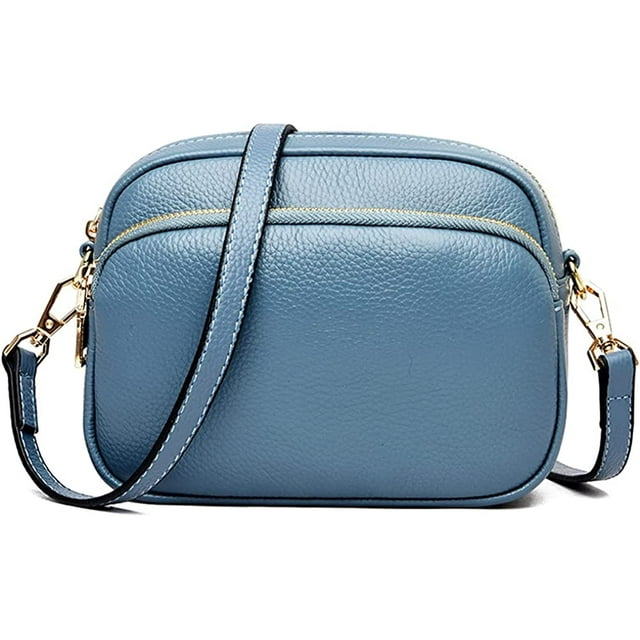 CoCopeanut Genuine Leather Shoulder Bag Multi Zip Pocket Crossbody Bag Retro Handbag Fashion Tote Bag Purse