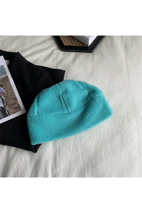 Hip Hop Beanie Artificial Lamb Wool Hat Women Skullcap Girls Winter Warm Brimless Melon Cap Cuff Docker Fisherman Beanies Hats