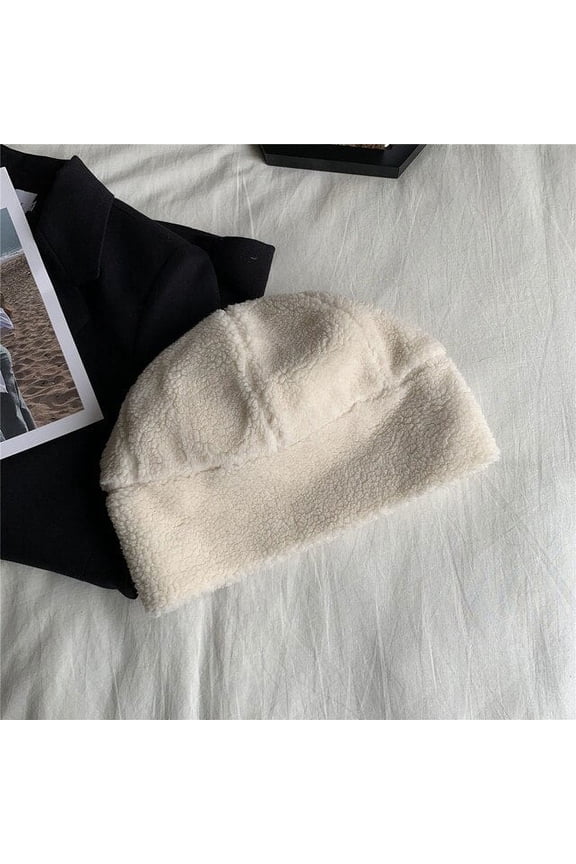 Hip Hop Beanie Artificial Lamb Wool Hat Women Skullcap Girls Winter Warm Brimless Melon Cap Cuff Docker Fisherman Beanies Hats