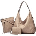 thumbnail image 1 of CoCopeanut Hobo Tote Bag for Women Fashion Handbag Faux Leather Shoulder Bag Zipper Closure Crossbody Bag Tassel Purse Set 3pcs, 1 of 7