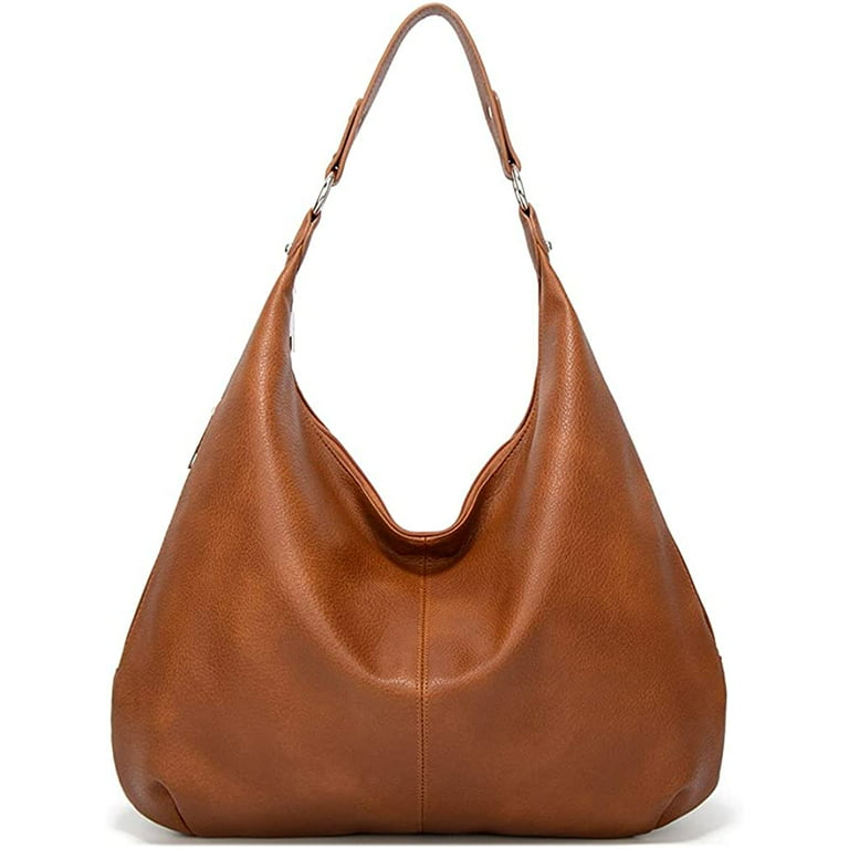 CoCopeanut Hobo Tote Bag for Women Soft Faux Leather Shoulder Bag Retro  Satchel Zipper Closure Handbag Large Capacity Purse 