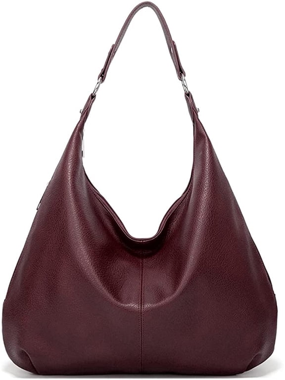 Hobo Tote Bag for Women Soft Faux Leather Shoulder Bag Retro Satchel Zipper Closure Handbag Large Capacity Purse