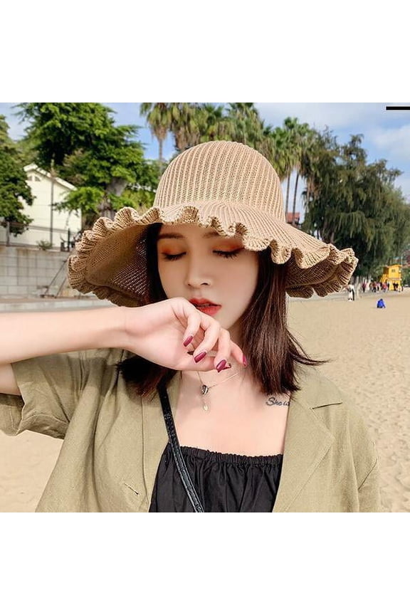 Hot Summer Sun Hat with Bow Tie Adjustable Big Heads Wide-brimmed Beach Hat UV Protection Packable Sun Visor Hat with 1PCS