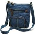 thumbnail image 1 of CoCopeanut Multi Zip Pocket Shoulder Bag for Women Denim Crossbody Bag Casual Purse, 1 of 6