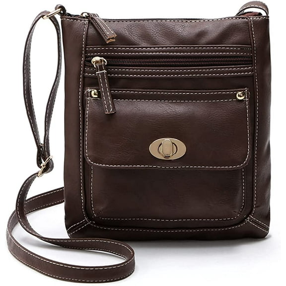 CoCopeanut Multi Zip Pocket Shoulder Bag for Women Soft Faux Leather Crossbody Bag Waterproof Satchel Purse