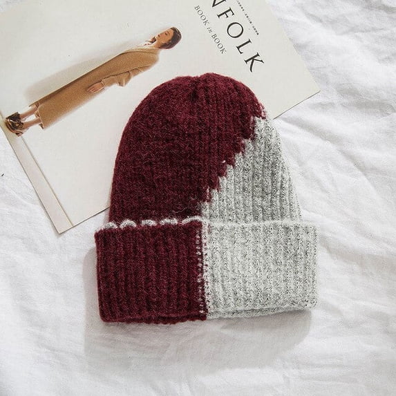 CoCopeanut New Fashion Double Color Beanie Knitted Warm Soft Trendy Winter Hats Simple Women Casual Caps Elegant All-match Beanie Present