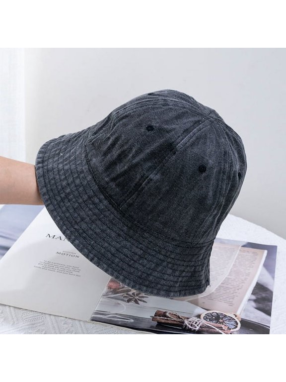 New Solid Cotton Washed Denim Bucket Hats Unisex Bob Folding Fisherman Wide Brim Caps Hip Hop Gorros Men Women Panama Bucket Cap