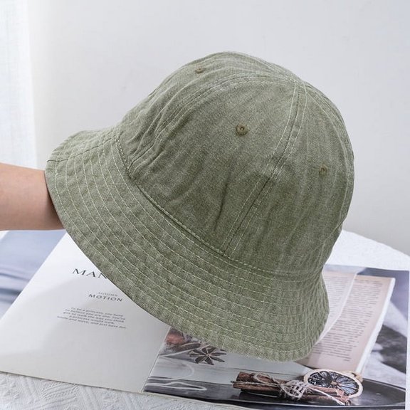 CoCopeanut New Solid Cotton Washed Denim Bucket Hats Unisex Bob Folding Fisherman Wide Brim Caps Hip Hop Gorros Men Women Panama Bucket Cap