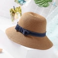 thumbnail image 1 of CoCopeanut New Straw Hat Women Summer Hat Beach Ladies Casual Flat Bowknot Panama Hat Breathable FashBreathable Fashion Sun Hats for Women, 1 of 5