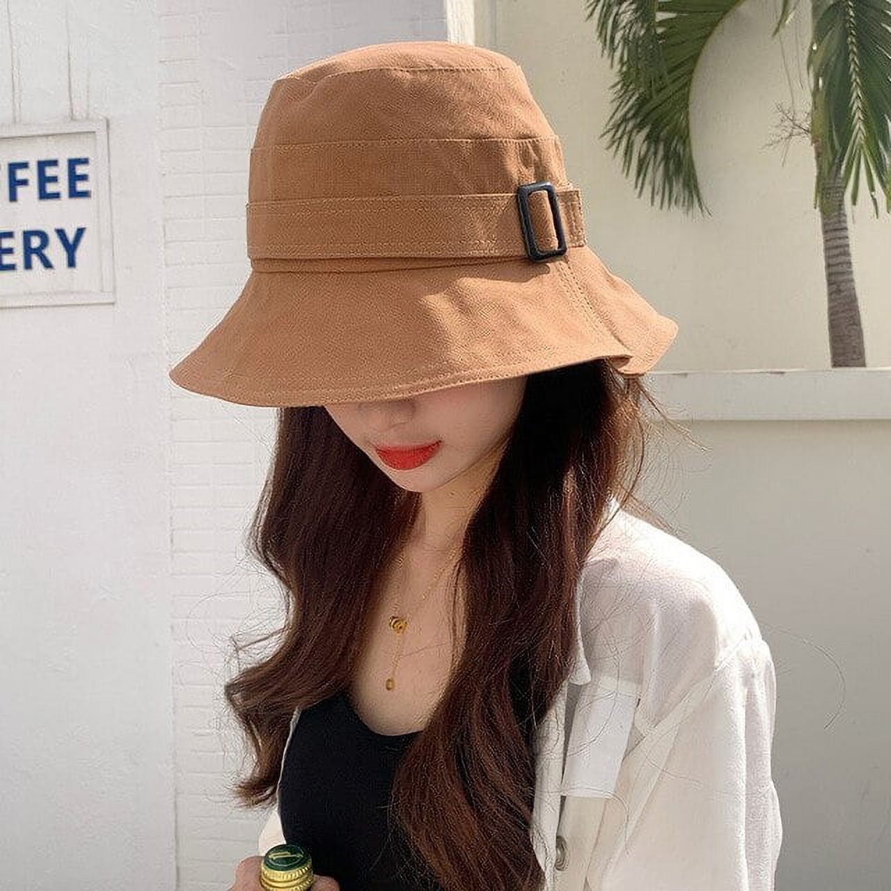  Bucket Hat Women Fisherman Hat Women's Korean Version Spring  Fashion Bucket Hat Summer Sunscreen Sun Hat Show Face Small Basin Cap  (Color: Khaki, Size: 55-58cm) : Clothing, Shoes & Jewelry