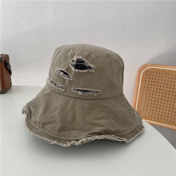 CoCopeanut New Summer Autumn Tassel Washed Denim Bucket Hats Fashion for Women Wide Brim Foldable Panama Cap Outdoor Beach Fisherman's Hat