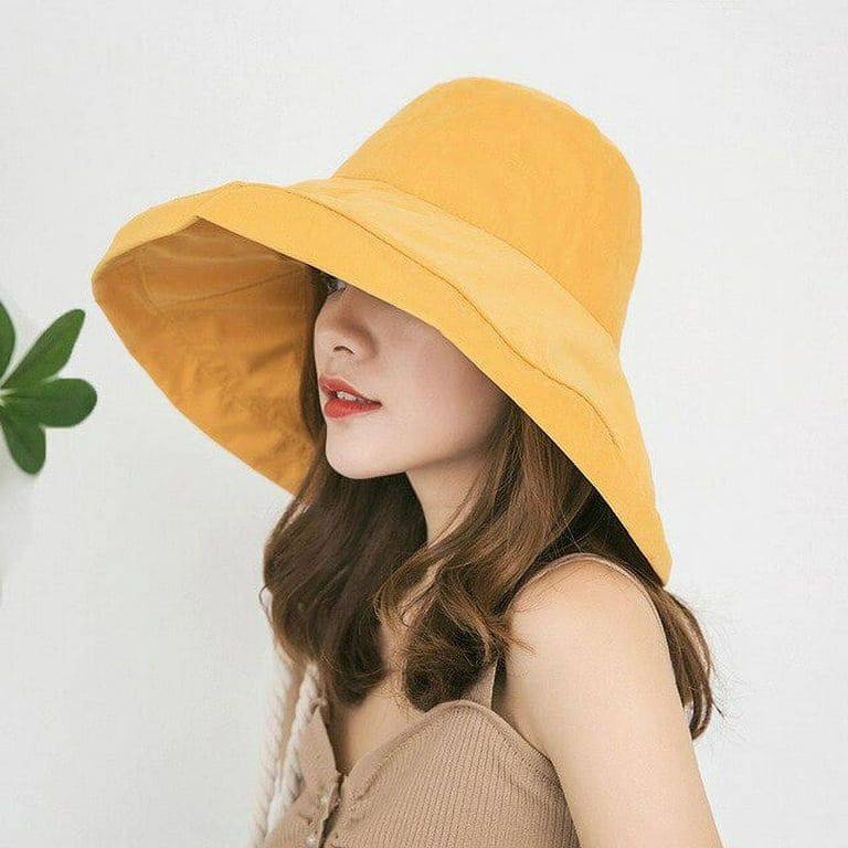 Bucket Hat Women Anti-UV Wide Brim Cotton Sun Hats For Women