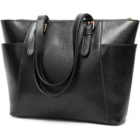 CoCopeanut Oiled Waxed Leather Tote Bag for Women Large Capacity Handbag Retro Shoulder Bag Commuter Satchel