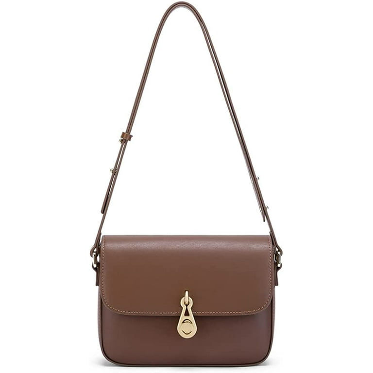CoCopeanut Retro Crossbody Bag for Women Turnlock Shoulder Bag Genuine  Leather Handbag Flap Satchel